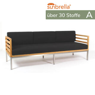 klink / Carma Sofa BOARD, Edelstahl / Teakholz / Sunbrella Kat.A , 207 cm, 3 Sitzer