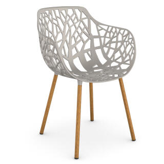 Fast Sessel FOREST, Aluminium / Iroko, Farbe: pulvergrau