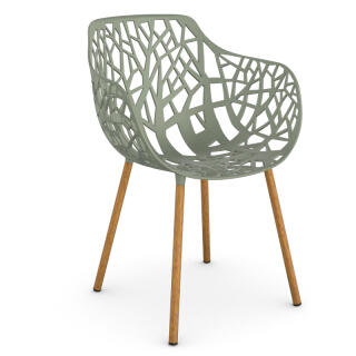 Fast Sessel FOREST, Aluminium / Iroko, Farbe: grüner Tee