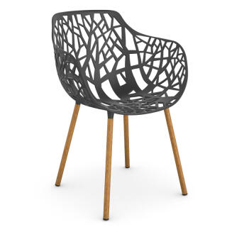 Fast Sessel FOREST, Aluminium / Iroko, Farbe: dunkelblau