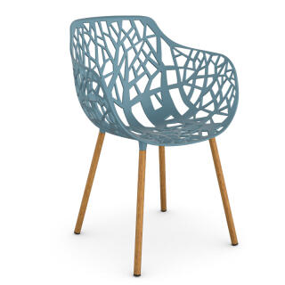 Fast Sessel FOREST, Aluminium / Iroko, Farbe: petrolblau