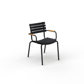 Houe Sessel RECLIPS mit Bambus-Armlehnen, Alumnium / receycelter Kunststoff, schwarz