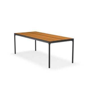 HOUE Tisch FOUR, Aluminium schwarz/ Bambus, 210 x 90 cm