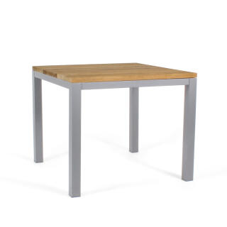 klink / Carma Teak-Tisch TORONTO, Aluminium / Teakplanken gebürstet, Gestell: metallic, 90 x 90 cm