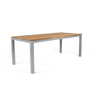 klink / Carma Teak-Tisch TORONTO, Aluminium / Teakplanken gebürstet, Gestell: metallic, 200 x 90 cm