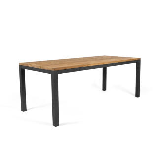 klink / Carma Teak-Tisch TORONTO, Aluminium / Teakplanken gebürstet, Gestell: anthrazit, 200 x 90 cm