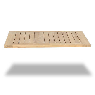 Teakholz-Tischplatte MARE, 90  x 90 cm, breite Querlattung, Premium Teakholz