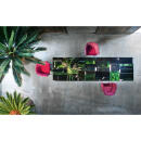 Paola Lenti Gartentisch SCIARA, 300 x 99cm, Edelstahl pulverbeschichtet / Lavastein mit Glasdekor, anthrazit / grün / rosa