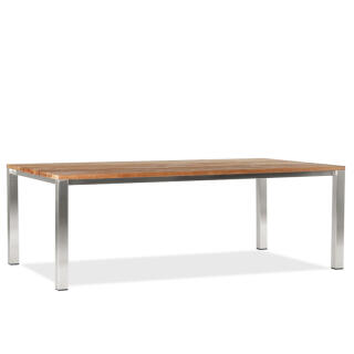 klink / Carma Teak-Tisch FORTE, Edelstahl / Teakplanken gebürstet, 240 x 90 cm