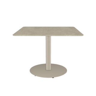 Tribu Tisch T-TABLE LOW DINING 90 x 90 cm, pulverbeschichteter Edelstahl / Keramik, linen / sabbia