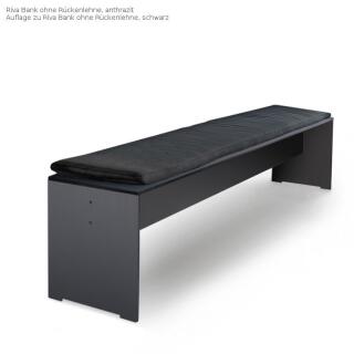 Conmoto RIVA Bank ohne Rückenlehne, HPL schwarz, Kanten schwarz, 216 x 35 cm