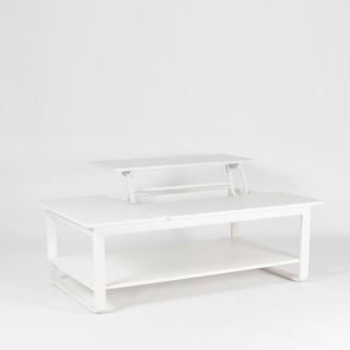 klink / Carma Sofatisch LAZY mit aufklappbarer Platte, Aluminium, 130 x 80 cm, weiß