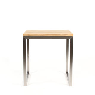 klink / Carma Tisch BOARD, 70 x 70 cm, Edelstahl / Teakplanken