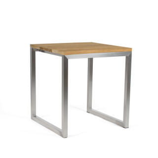 klink / Carma Teak-Tisch BOARD, Edelstahl / Teakplanken gebürstet, 70 x 70 cm