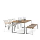 klink / Carma Old-Teak-Tisch BOARD, Edelstahl / Teakplanken, 70 x 70 cm