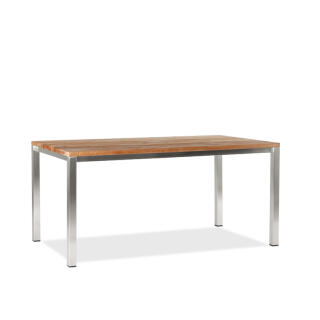 klink / Carma Old-Teak-Tisch FORTE, rechteckig, Edelstahl / Teakholzplanken