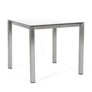 klink / Carma HPL-Tisch FORTE, Edelstahl / HPL, Farbe: weiß, 90 x 90 cm